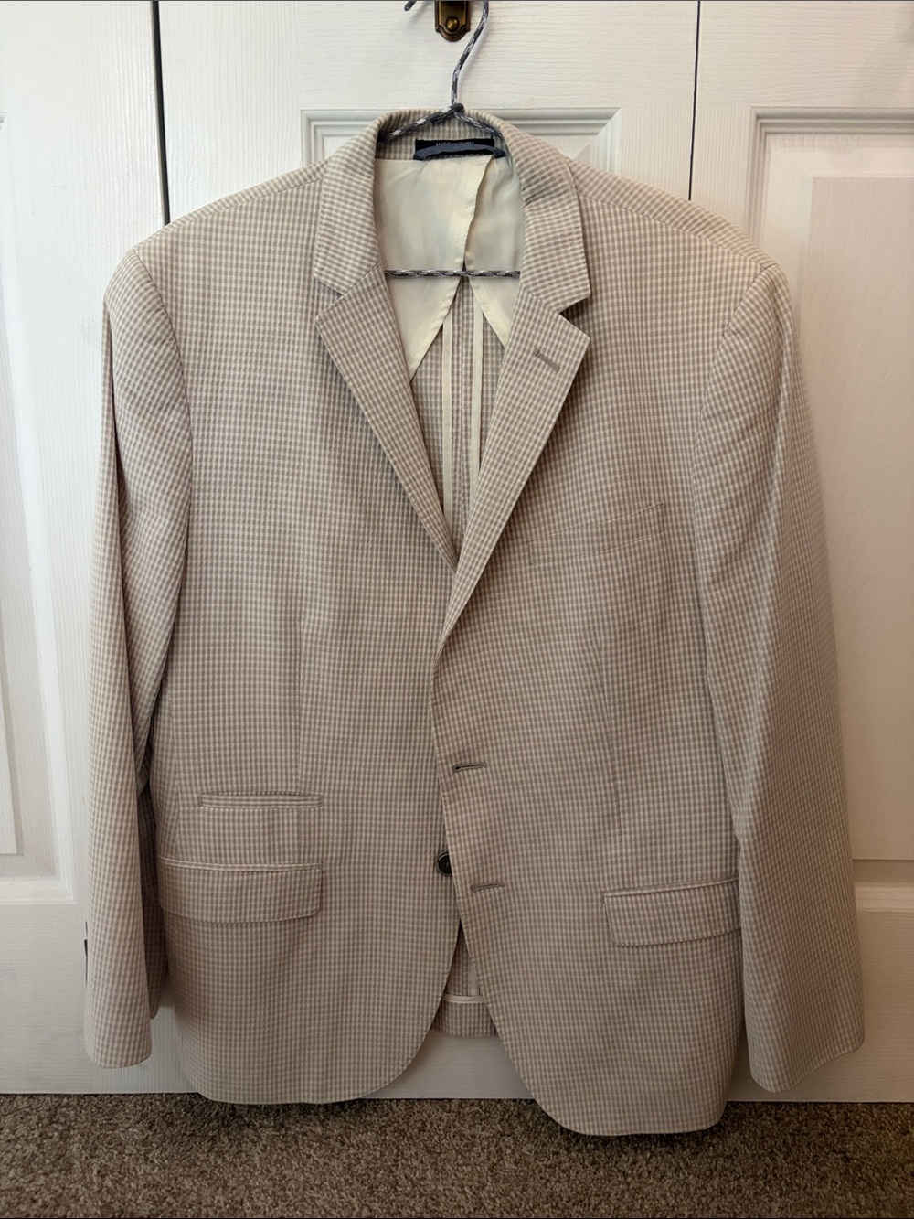 Black Brown 1826 Men's Beige Micro-Check Sport Coat - Seersucker